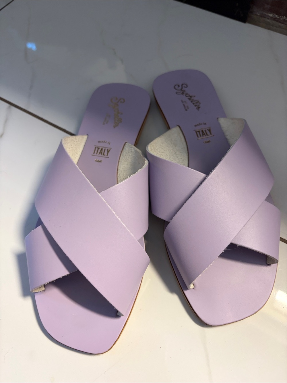 Seychelles Lilac Crisscross Slide Sandals